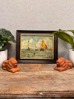 Schilderij antiek Hollandse zeilboten zeilschip oranje, Ophalen of Verzenden