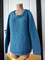 Handgebreide trui van merinowol - maat 40, Maat 38/40 (M), Blauw, Made by me, Nieuw