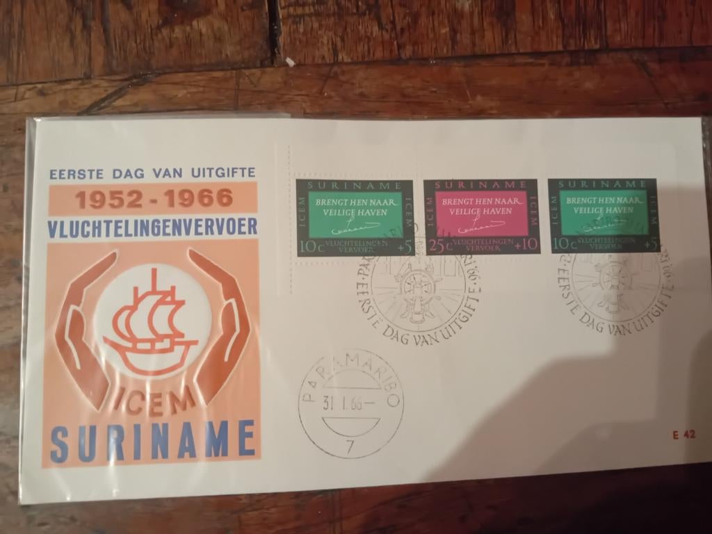 Suriname Eerste Dag Vluchtelingenvervoer 1952-1966, Ophalen of Verzenden, Envelop