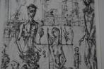 Ets/grafiek uitgemergelde mensen gesig. Jansen + 2 schetsen, Antiek en Kunst, Kunst | Etsen en Gravures, Ophalen of Verzenden