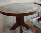 Salontafel Bijzettafel met glazen tafelblad Ø80x60 cm, 50 tot 100 cm, 50 tot 75 cm, Glas, Klassiek