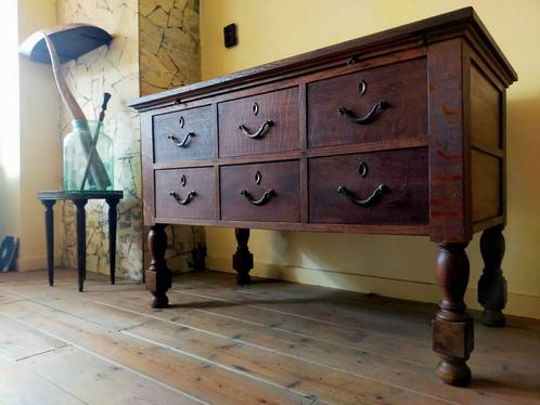 Antieke ladenkast, bureau, dressoir, met uitschuifbaar blad, Huis en Inrichting, Kasten | Dressoirs, Gebruikt, 25 tot 50 cm, Ophalen