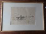 Sluis te Scheveningen, gemengde techniek door Louis Meys, Antiek en Kunst, Ophalen of Verzenden