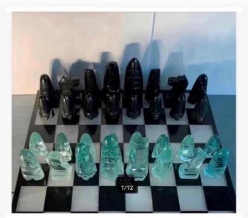Maya schaakspel edelsteen versch. Obsidiaan soorten compleet, Sieraden, Tassen en Uiterlijk, Edelstenen, Zo goed als nieuw, Ophalen of Verzenden