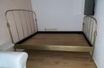 Gouden spijlen bed, Ophalen, Gebruikt, Tweepersoons, 140 cm