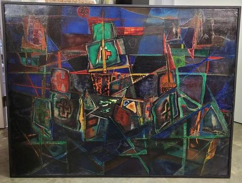 Jan Albert De Roover, boten op drift, Antiek en Kunst, Kunst | Schilderijen | Abstract, Ophalen
