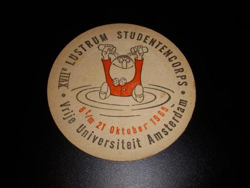 Viltje Heineken Lustrum Vrije Universiteit Amsterdam 1965, Verzamelen, Biermerken, Gebruikt, Viltje(s), Heineken, Ophalen of Verzenden