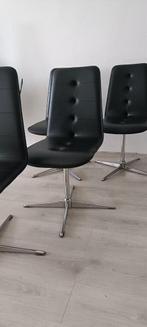 Vintage EKA Stoelen, jaren 70, Zwart Skai, Chrome, Huis en Inrichting, Ophalen, Zwart, Vintage, Zo goed als nieuw