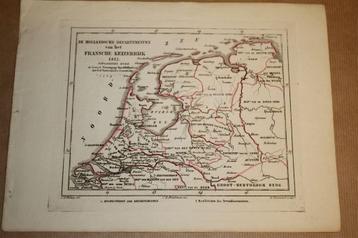 Antieke kaart - Holl. departementen Fransche Keizerrijk 1812 beschikbaar voor biedingen