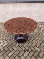 Vintage Ronde Tulpvoet tafel Donker Noten/Wengé Fineer, Ophalen, Huis en Inrichting