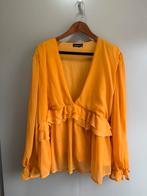 Boohoo okergeel top met lange mouw | doorschijnend | mt 50, Geel, Ophalen of Verzenden, Zo goed als nieuw, Blouse of Tuniek
