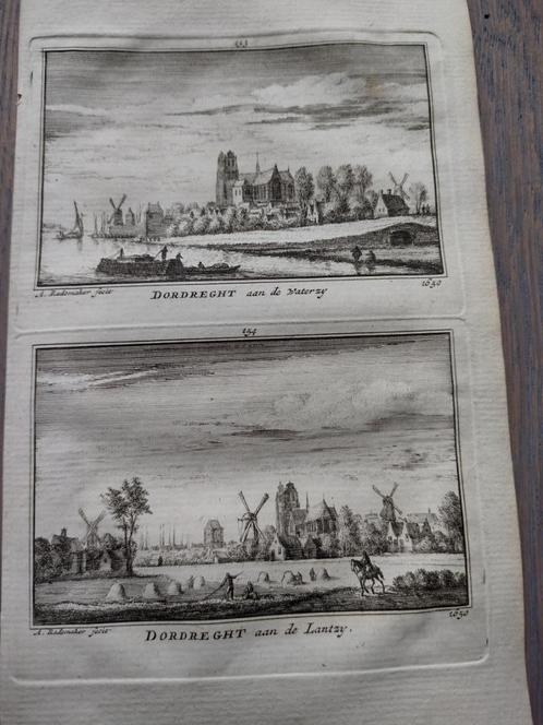 153/154 Dordrecht/ Dordrecht Kopergravure 18e Eeuw, Antiek en Kunst, Kunst | Etsen en Gravures, Ophalen of Verzenden