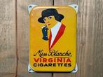 Emaille Bord Miss Blanche Virginia Cigarettes - Deurpostje, Ophalen of Verzenden, Gebruikt, Reclamebord
