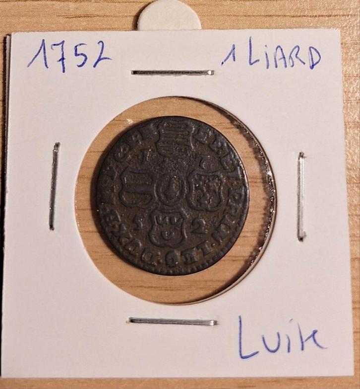 1 Liard 1752 Prins-bisdom Luik, Postzegels en Munten, Munten | Europa | Niet-Euromunten, Losse munt, Overige landen, Ophalen of Verzenden