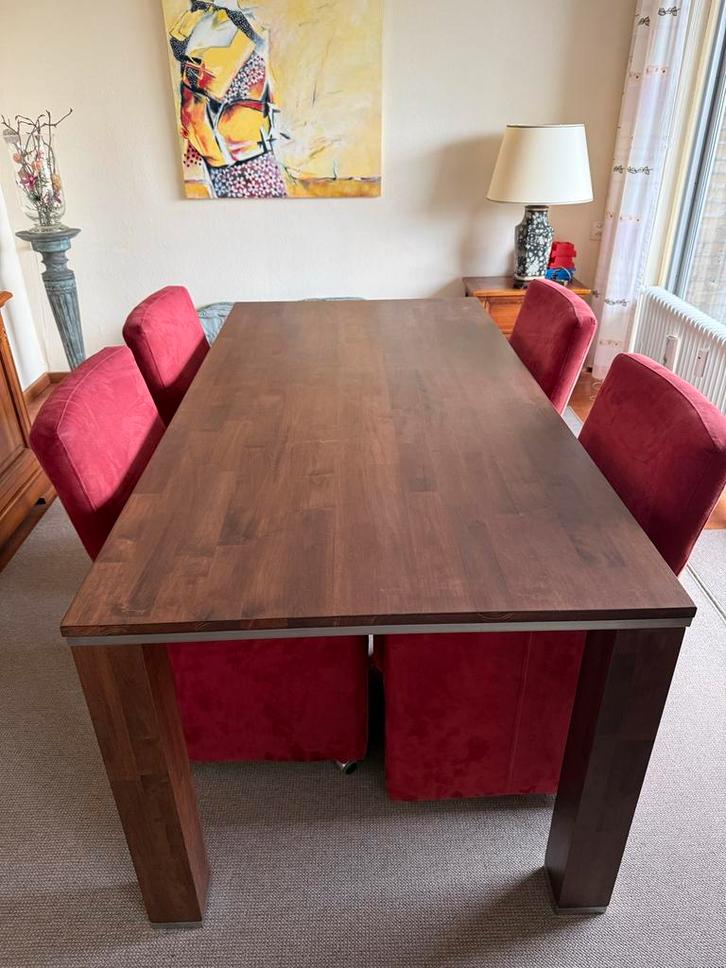 Houten eettafel, Huis en Inrichting, Tafels | Eettafels, Gebruikt, 100 tot 150 cm, 150 tot 200 cm, Vier personen, Rechthoekig