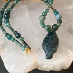 Mosagaat agaat vis hanger amulet beschermt intuïtie healing, Sieraden, Tassen en Uiterlijk, Kettingen, Nieuw, Ophalen of Verzenden