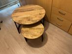 2 Bijzettafels mangohout,, Huis en Inrichting, Tafels | Sidetables, Ophalen, Zo goed als nieuw, Rond, Overige houtsoorten