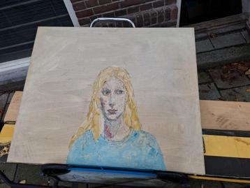Schilderij olieverf afbeelding vrouw met blonde haren  beschikbaar voor biedingen