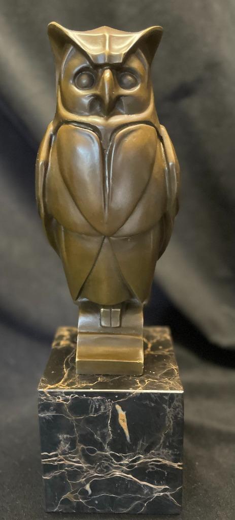 Bronzen Art Deco uil Cesaro,stempel groot zuiver fraai brons, Antiek en Kunst, Kunst | Beelden en Houtsnijwerken, Ophalen of Verzenden