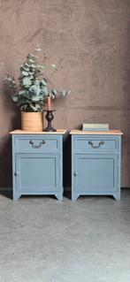 2 grijs blauw nachtkastjes nacht kastjes met lade !, Ophalen, Minder dan 50 cm, Gebruikt, 1 of 2 laden