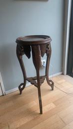 Antieke Planten tafel hout marmer olifanten snijwerk, Ophalen, Zo goed als nieuw