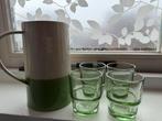 Waterkan met groene glazen, Ophalen, Zo goed als nieuw