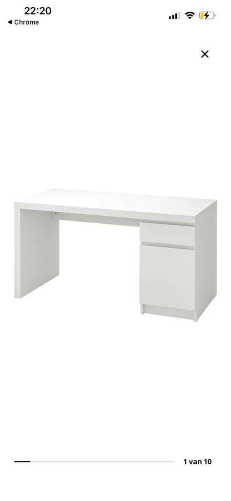 Ikea malm bureau - zo goed als nieuw, Huis en Inrichting, Bureaus, Zo goed als nieuw, Ophalen