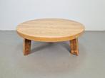 Brutalistische ronde salontafel massief eiken ´60 Japandi, Ophalen, 100 tot 150 cm, N, 50 tot 100 cm