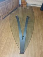 Glazen salontafel, Huis en Inrichting, Tafels | Salontafels, Ophalen, Gebruikt, 50 tot 100 cm, Glas