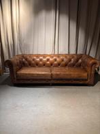 Cognac bruin Leren Chesterfield bank izgs, Ophalen, Chique stoer, Driepersoons, Www.plein5living.nl