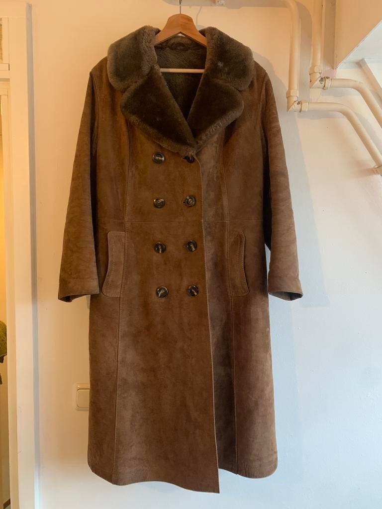 Vintage lammy jas maat 38/40, Ophalen, Gedragen, Maat 38/40 (M), Bruin