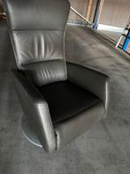 Zwarte leren relaxfauteuil - verstelbaar, Ophalen, Gebruikt, Leer, 75 tot 100 cm