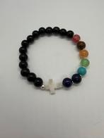 7 Chakra Armband met Obsidiaan & Parelmoer Kruis, Overige kleuren, Nieuw, Ophalen of Verzenden, Met edelsteen
