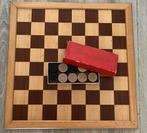 Dambord / schaakbord met damstenen in doosje, Hobby en Vrije tijd, Gezelschapsspellen | Bordspellen, Een of twee spelers, Ophalen of Verzenden