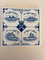 Koninklijke Marine Tegel 80 jaar mijnendienst. 15x15cm, Ophalen of Verzenden, Marine, Nederland