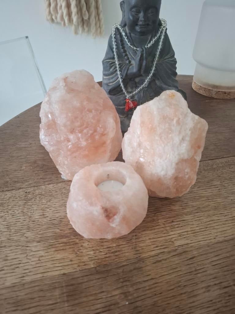 Set van 3 Himalaya zoutsteen objecten, waxinelicht, Ophalen, Bord