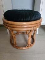Vintage bamboe krukje, met zwart ronde kussen., Ophalen of Verzenden, Zo goed als nieuw, Hout