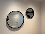 Twee zwarte stalen ronde spiegels (set) 60 en 40 cm, Huis en Inrichting, Woonaccessoires | Spiegels, Minder dan 100 cm, Minder dan 50 cm