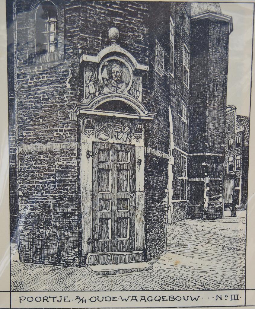 2 gravure, oude stadsgezichten Amsterdam,  poortjes, steegje, Ophalen of Verzenden