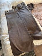 Gordijnen - 2x 140x219 cm, Ophalen, 100 tot 150 cm, Bruin, 200 cm of meer