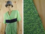 Vintage 90s groen & blauwe blouse bloemenprint maat 42 | 220, Groen, Maat 42/44 (L), Vintage, Zo goed als nieuw