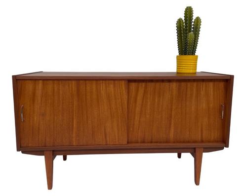 Vintage compact dressoir TV meubel lowboard jaren 60, Huis en Inrichting, Kasten | Dressoirs, Met deur(en), Met plank(en), Teakhout