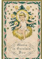 Mooi oud Kerst Prentje met binnen en achter Kerstliedjes, Ophalen of Verzenden, Zo goed als nieuw, Kaart of Prent, Christendom | Katholiek