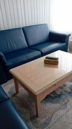 Blauwe leren bank - zeer nette staat!, Ophalen, 75 tot 100 cm, Leer, 200 tot 250 cm