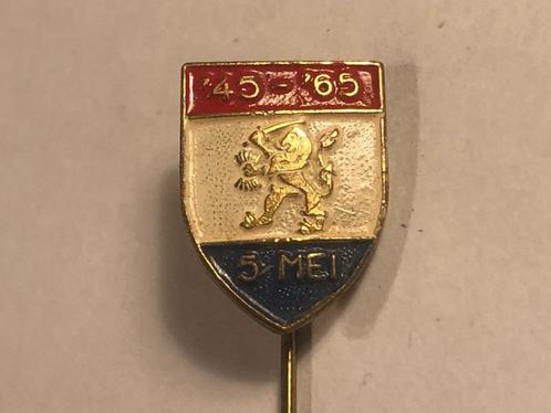 Metalen 5 MEI 1945-1965 Bevrijdingsspeld (Rood/Wit/Blauw)., Verzamelen, Speldjes, Pins en Buttons, Zo goed als nieuw, Speldje of Pin