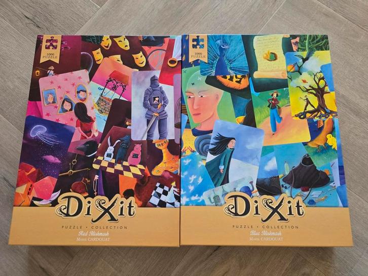 Twee mooie Dixit Puzzels - 1000 Stukjes, Hobby en Vrije tijd, Denksport en Puzzels, Zo goed als nieuw, Legpuzzel, 500 t/m 1500 stukjes