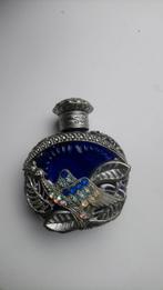 Vintage art-deco parfumflesje Tsjechisch kobaltglas vogel, Antiek en Kunst, Antiek | Glas en Kristal, Ophalen of Verzenden