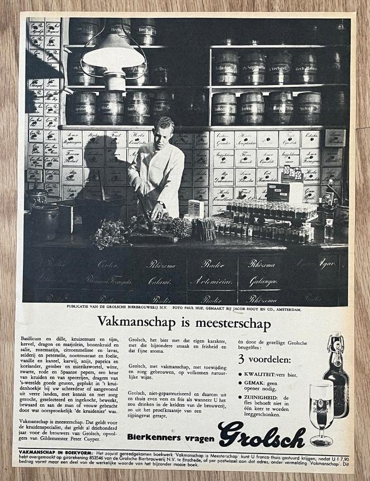 GROLSCH - Vakmanschap is meesterschap (65 advertenties), Verzamelen, Biermerken, Zo goed als nieuw, Reclamebord, Plaat of Schild