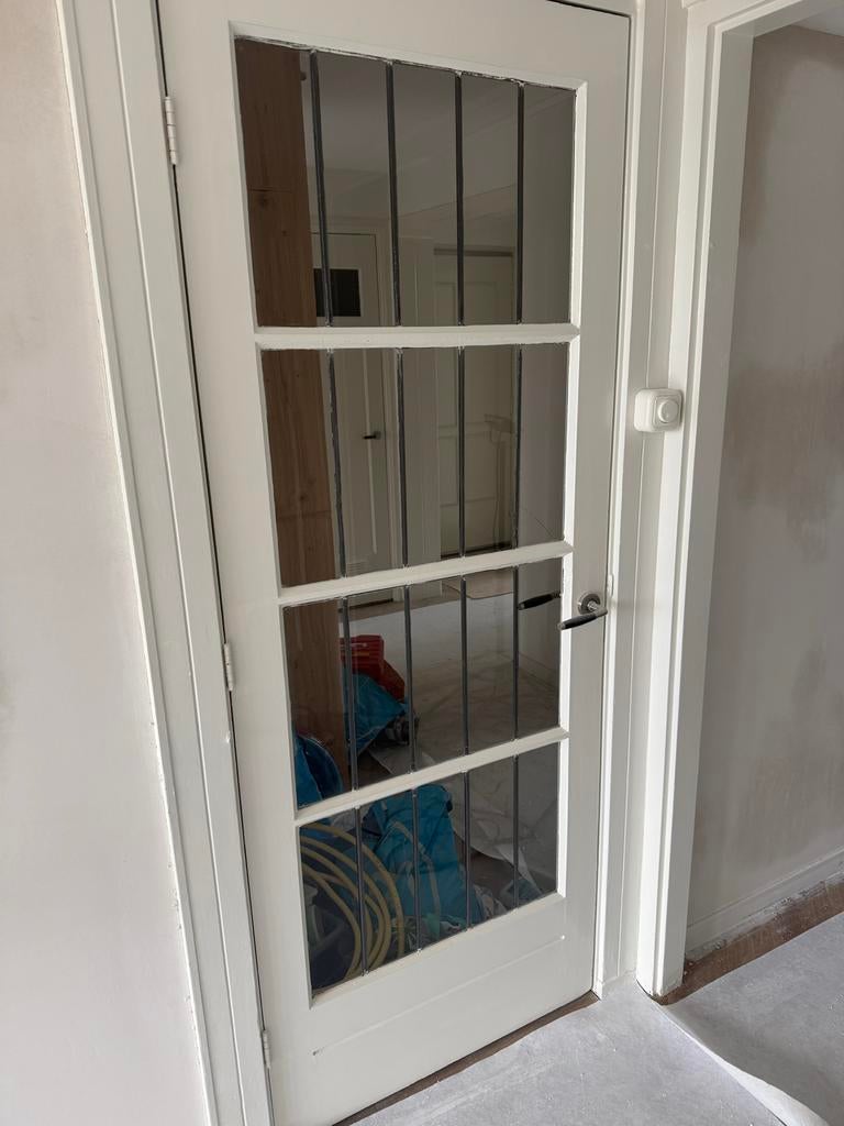 Twee glas in lood binnendeuren - links en rechts 212x82,5, Doe-het-zelf en Verbouw, Deuren en Horren, Ophalen, Gebruikt, 80 tot 100 cm