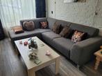 Hoekbank met lounge grijs/bruin, Huis en Inrichting, Banken | Complete zithoeken, Gebruikt, Ophalen